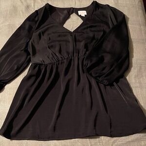 Chic Black Blouse with Keyhole Detail